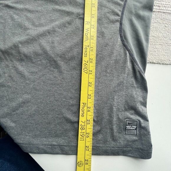 Nike Pro Combat Dri Fit Fitted Shirt Grey, Size Medium - Picture 7 of 10